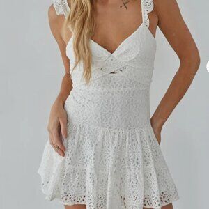 Cotton Candy LA - White Liliana Lace Mini Dress (Size Small)